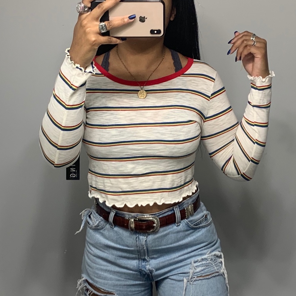 Timing Retro Striped Crop Top Size Medium
